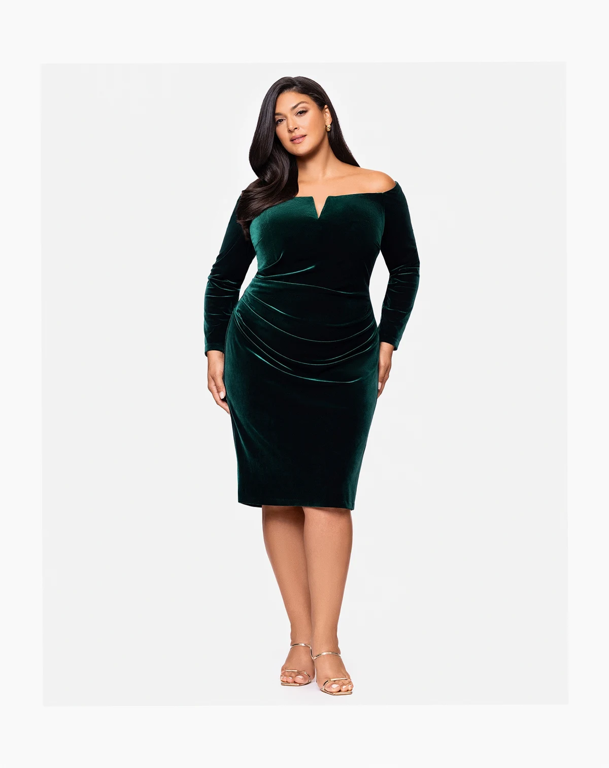 Velvet Off-The-Shoulder Sheath Dress