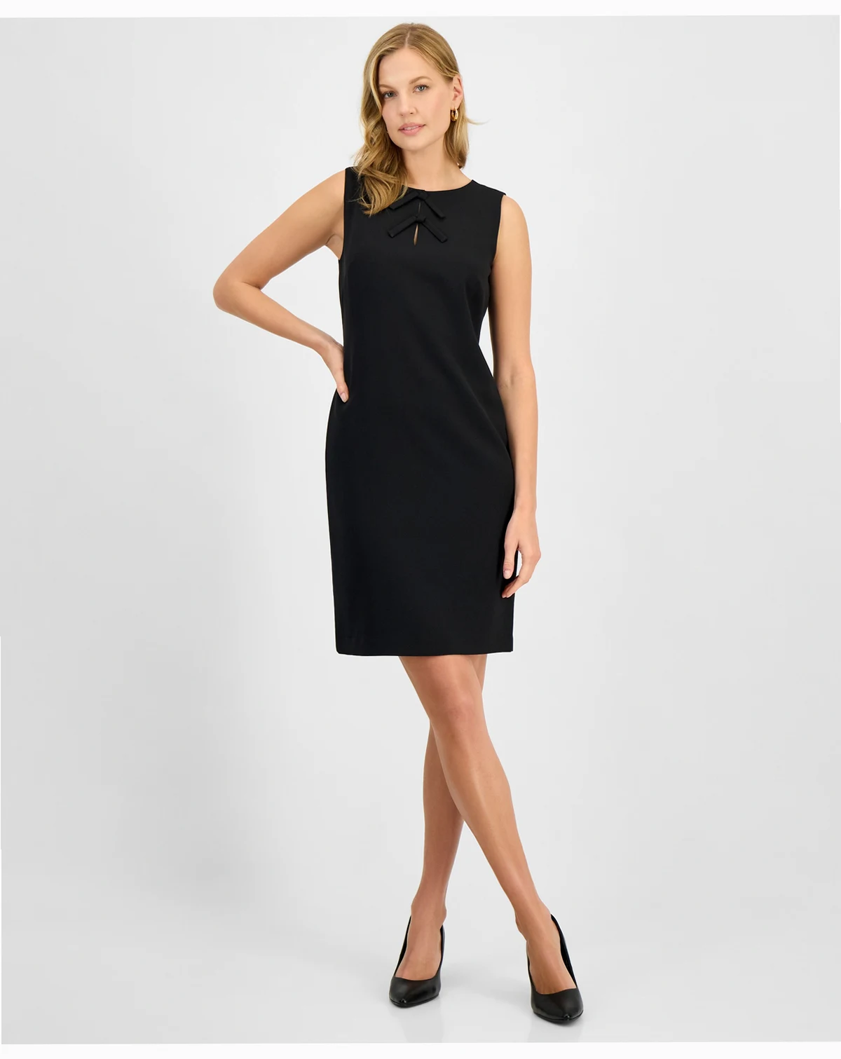 Women's Bow Sleeveless Sheath Dress, Regular & Petite