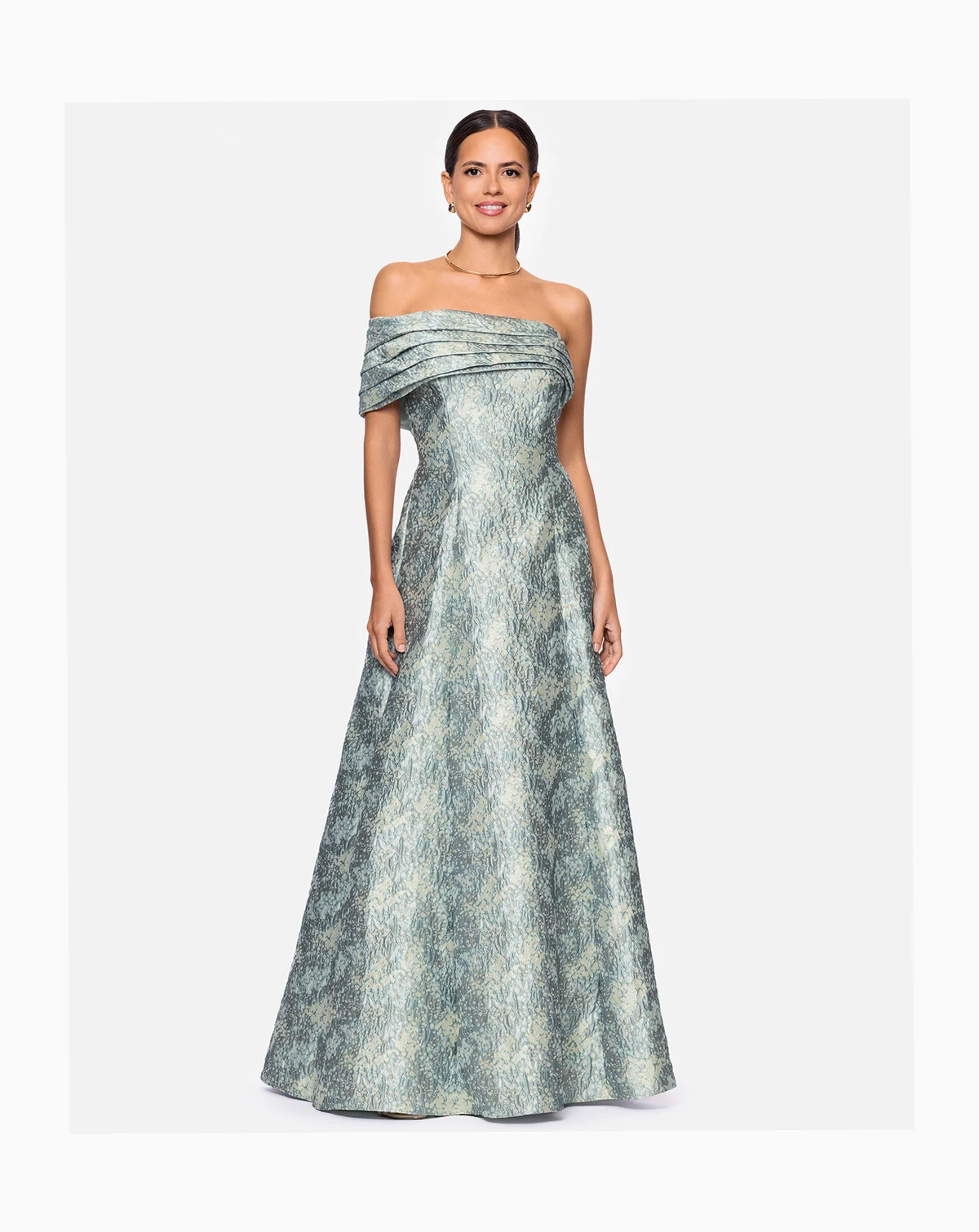 Petite Off-The-Shoulder A-Line Long Dress