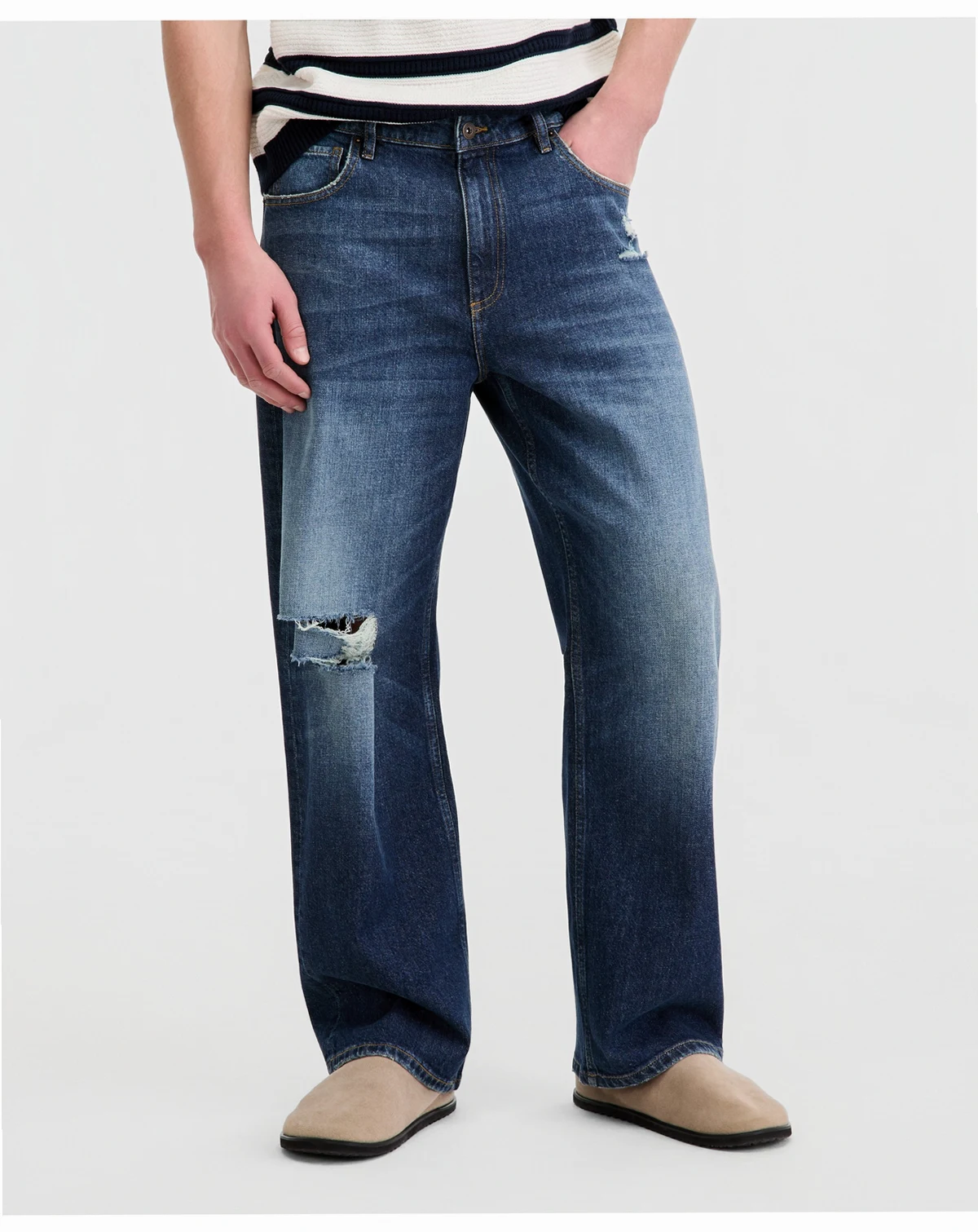 Men's Shark Faded Ripped Baggy Jeans, Macy's Exclusive