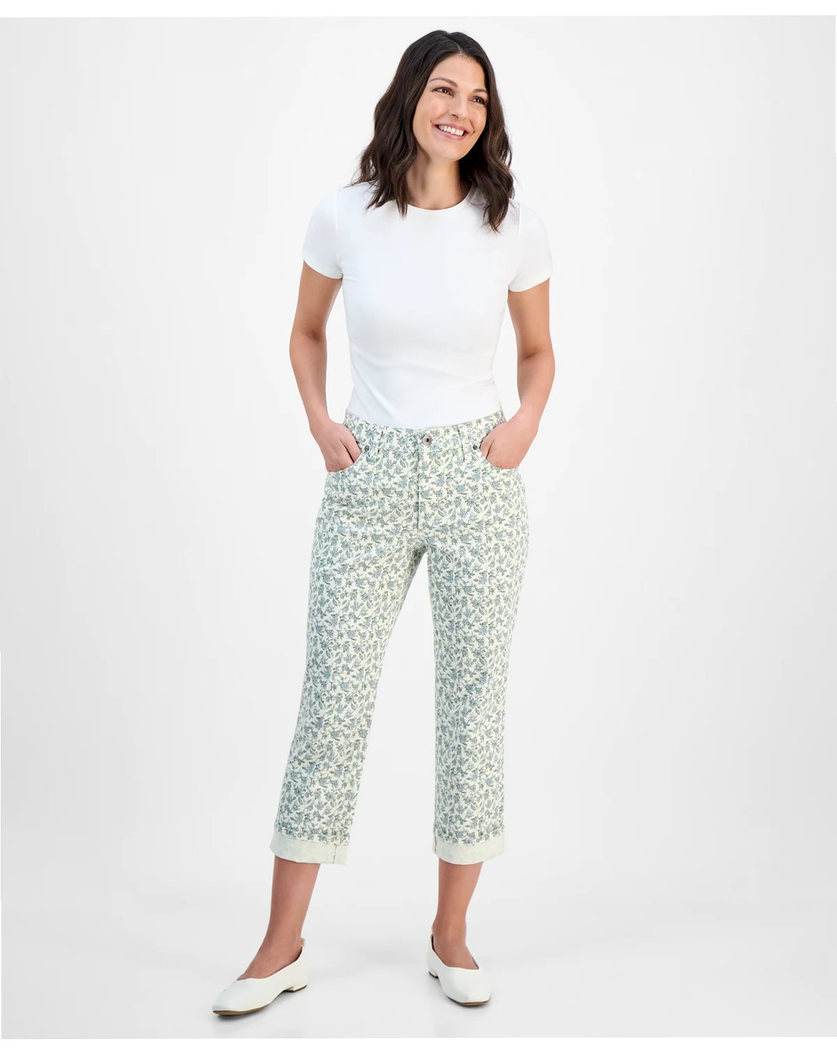 Women's Printed Mid-Rise Curvy Capri Jeans, Macy's Exclusive