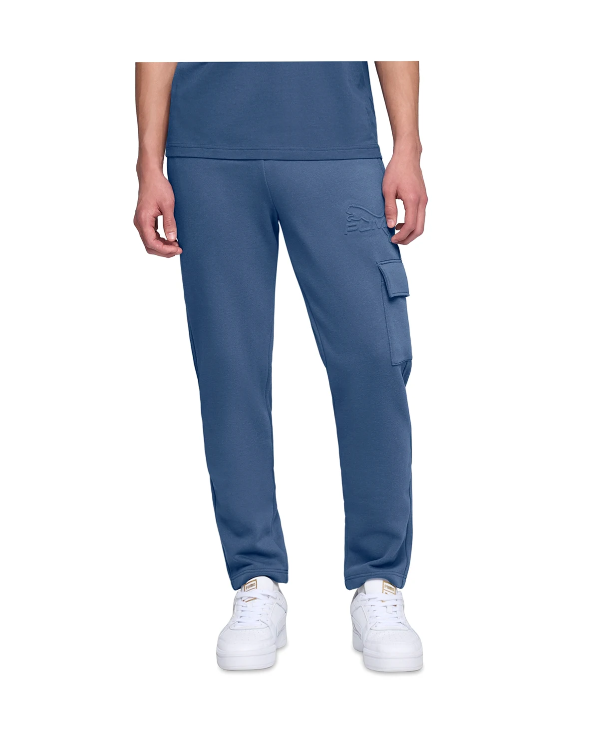 Men's Regular-Fit Logo Embossed Fleece Cargo Pants