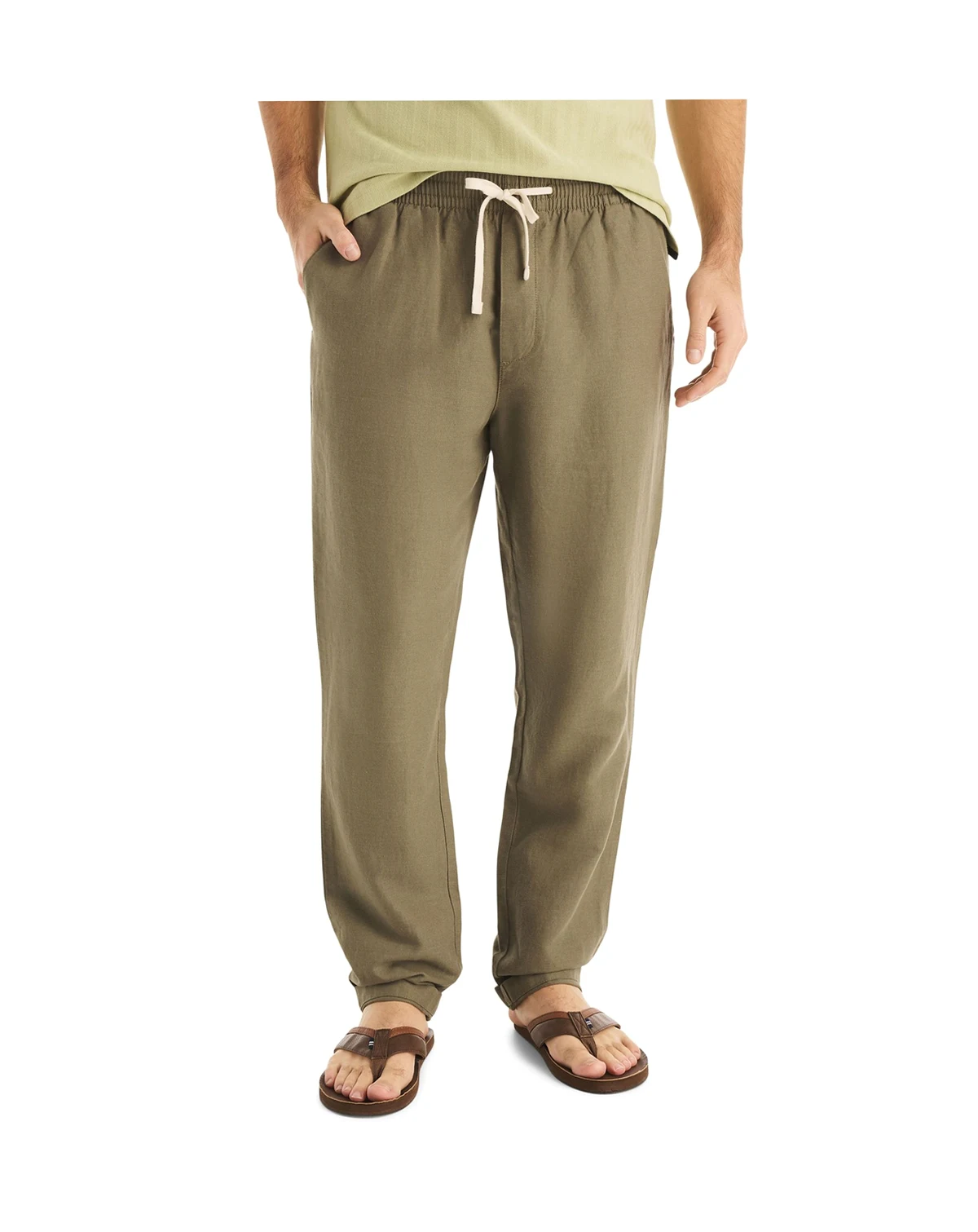 Men's Regular-Fit Linen-Blend Drawstring Pants