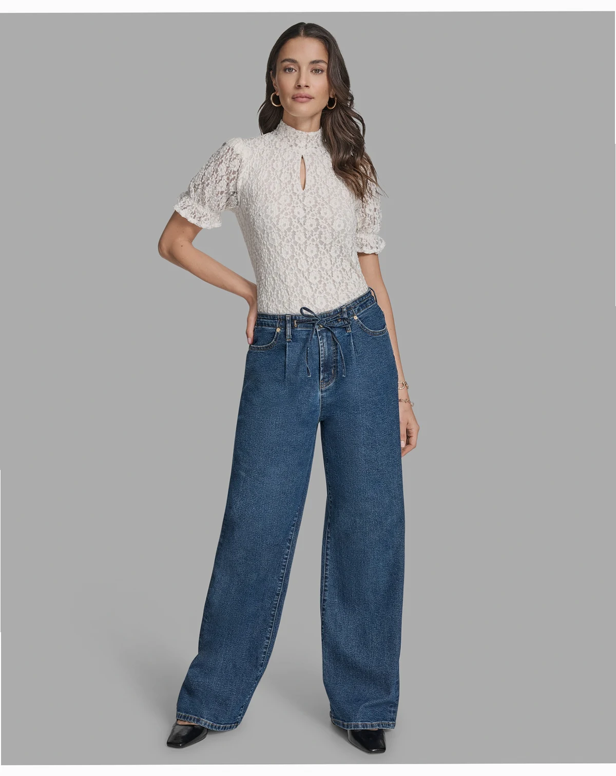 Women's Straight-Leg Tie-Waist Jeans