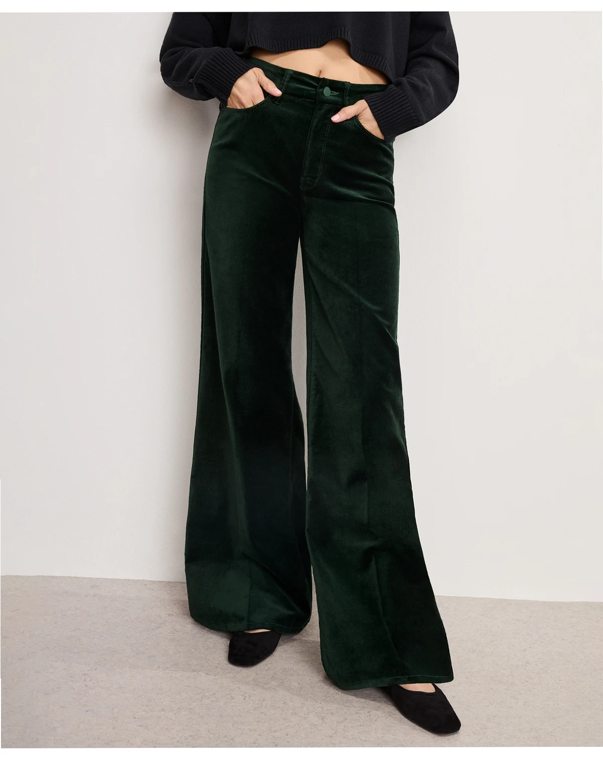Women's Velvet Good Waist High Rise Palazzo Jeans, Regular & Plus Size