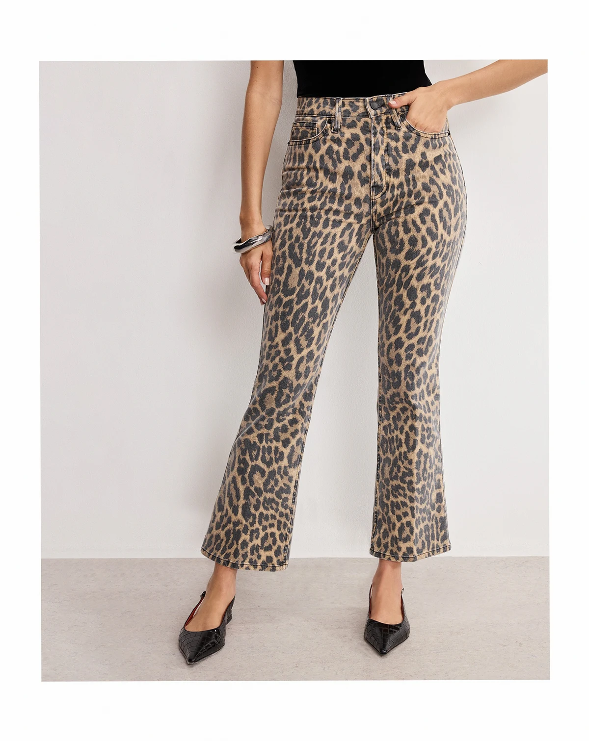 Women's Good Kick Flare Leopard Jeans, Regular & Plus Size