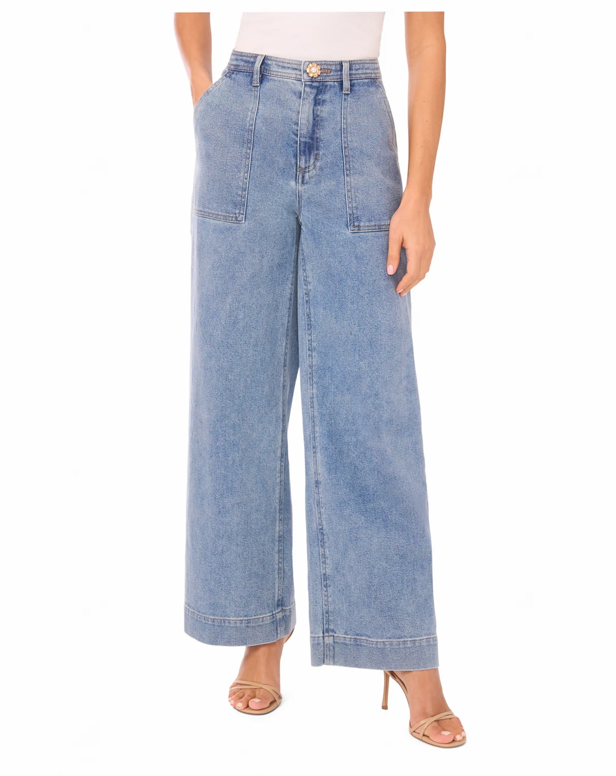 Women's Wide Leg Patch Pocket Jeans