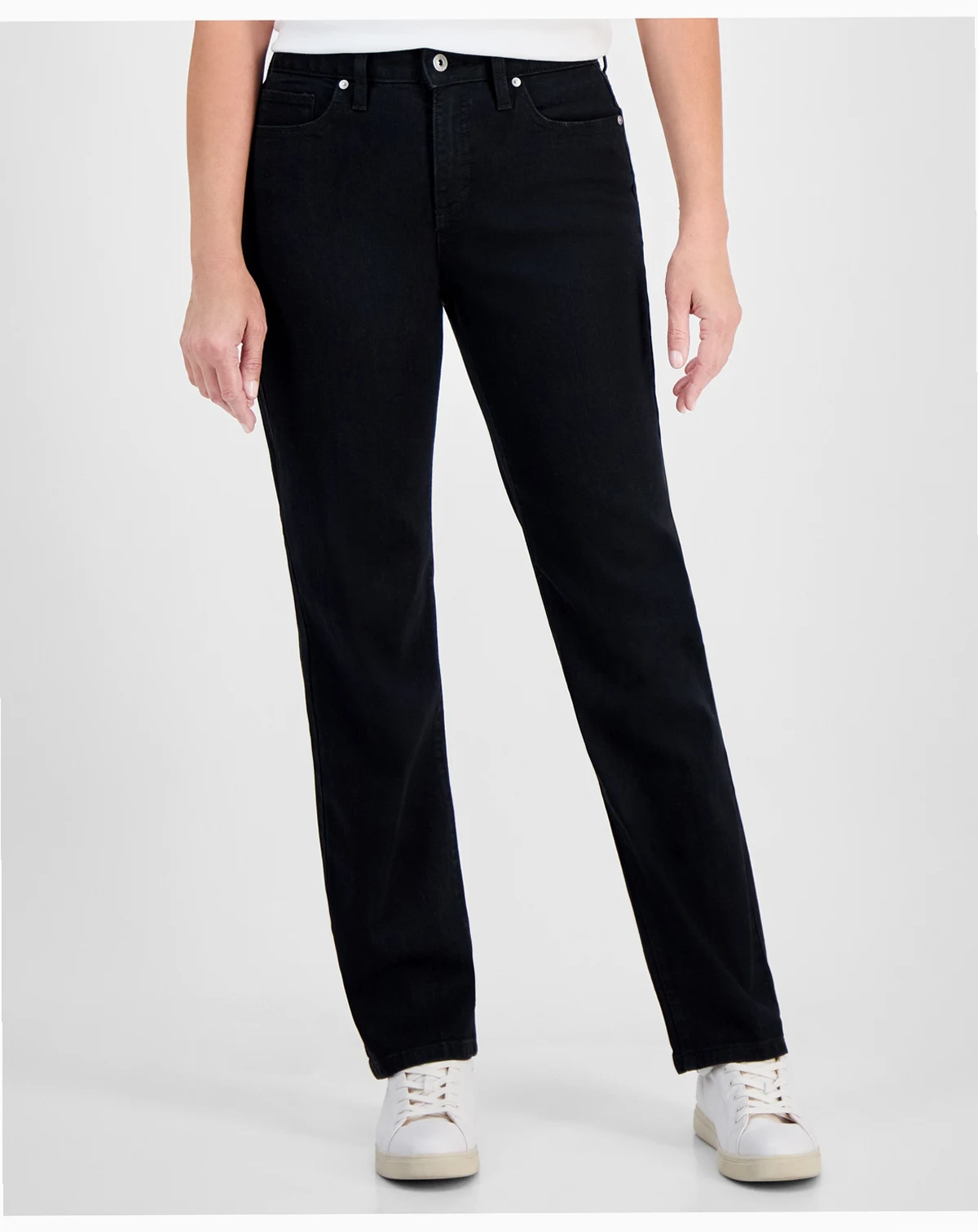 Petite Mid-Rise Straight-Leg Denim Jeans, Exclusively at Macy's