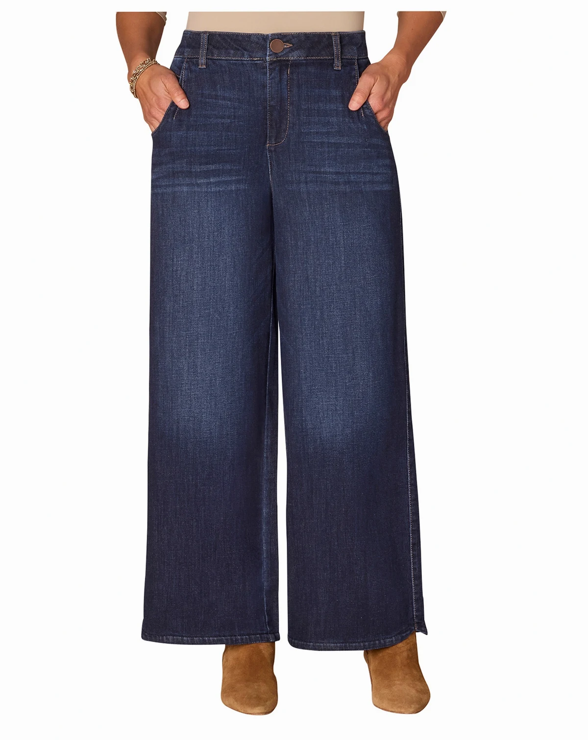 Women's “Ab” Solution Skyrise Tulip-Hem Wide-Leg Jeans