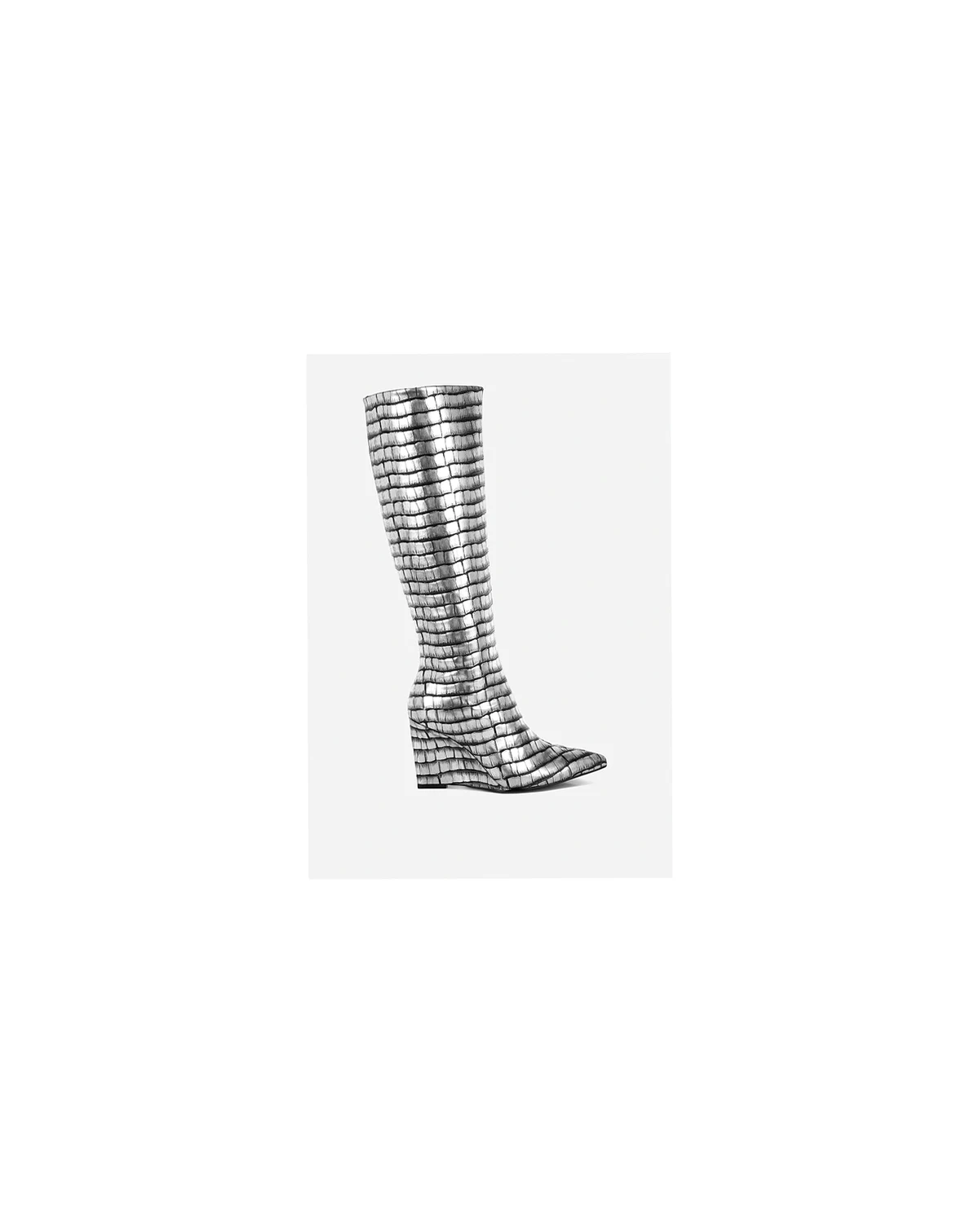 Womens Bass Head Croco Metallic Long Boots