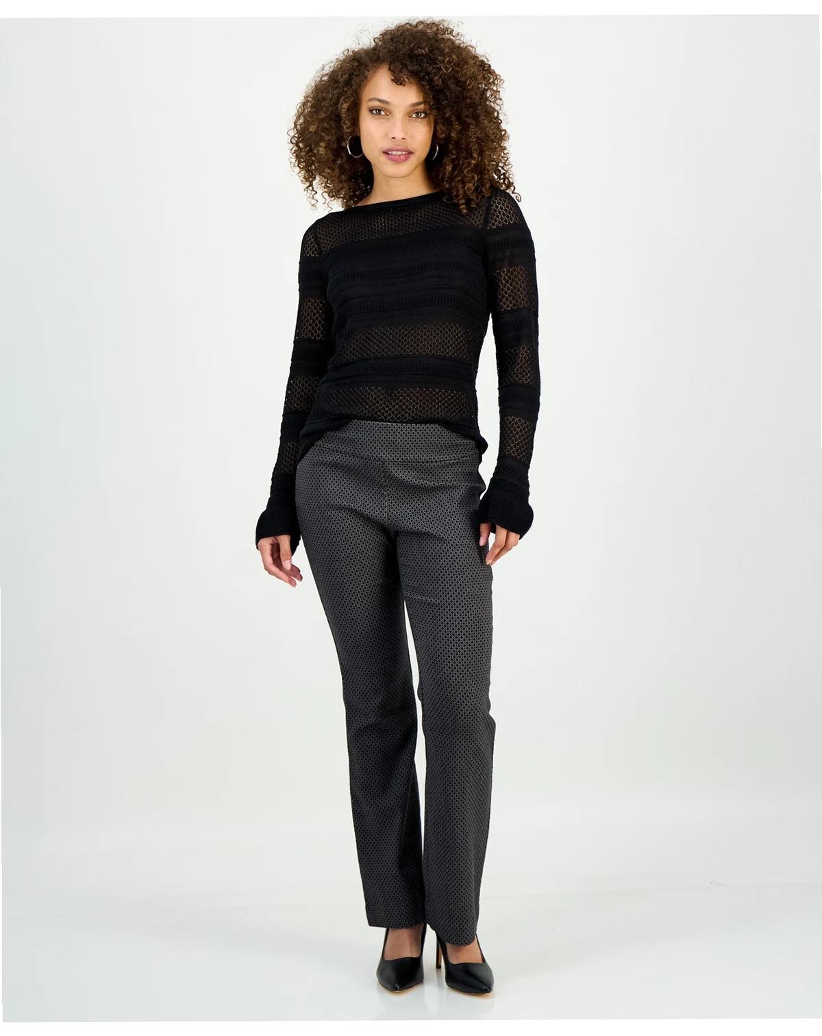 Petite Jacquard Mini Bootcut Pants, Macy's Exclusive