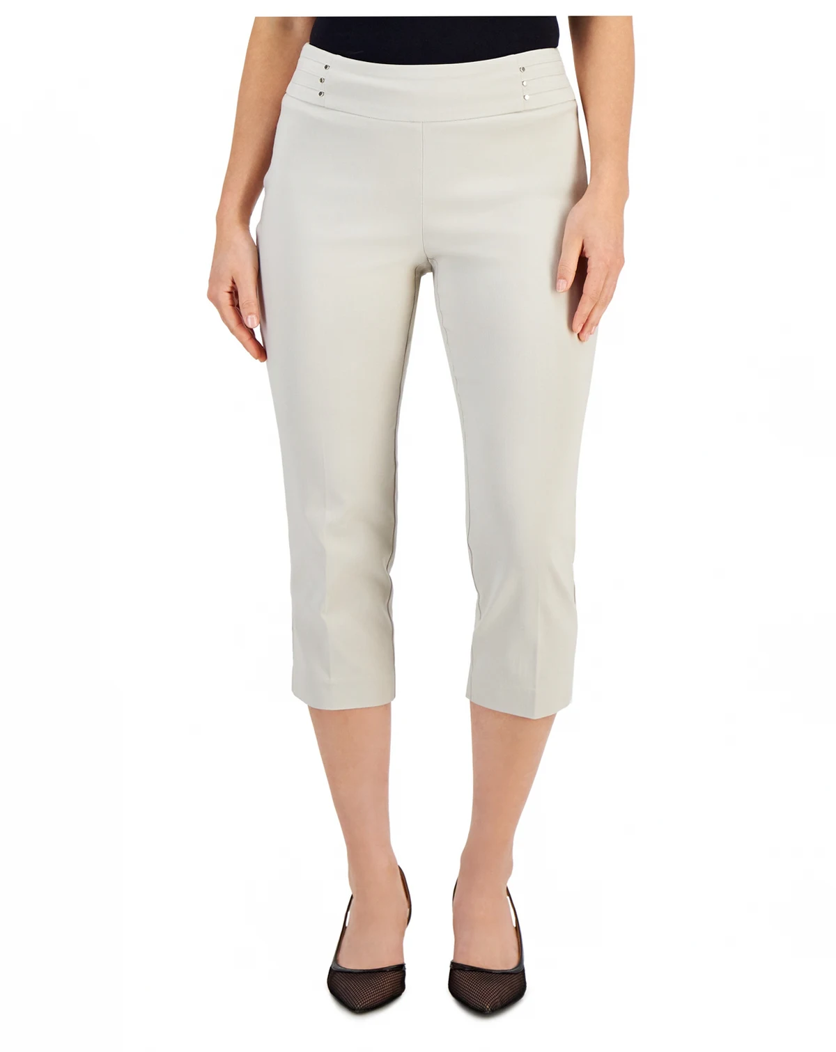 Petite Rivet-Detail Capri Pants