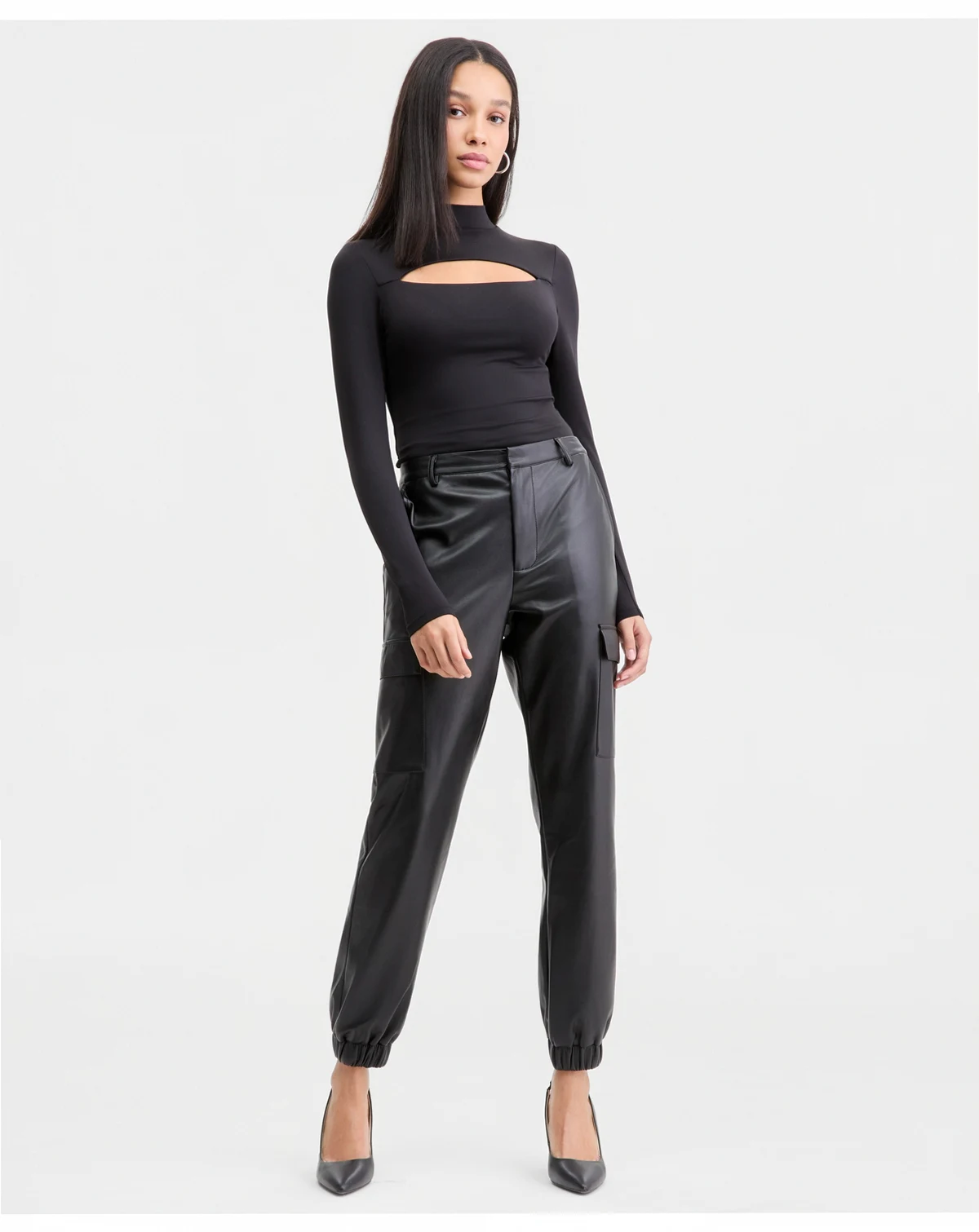 Women's Faux-Leather Jogger Pants, Macy's Exclusive
