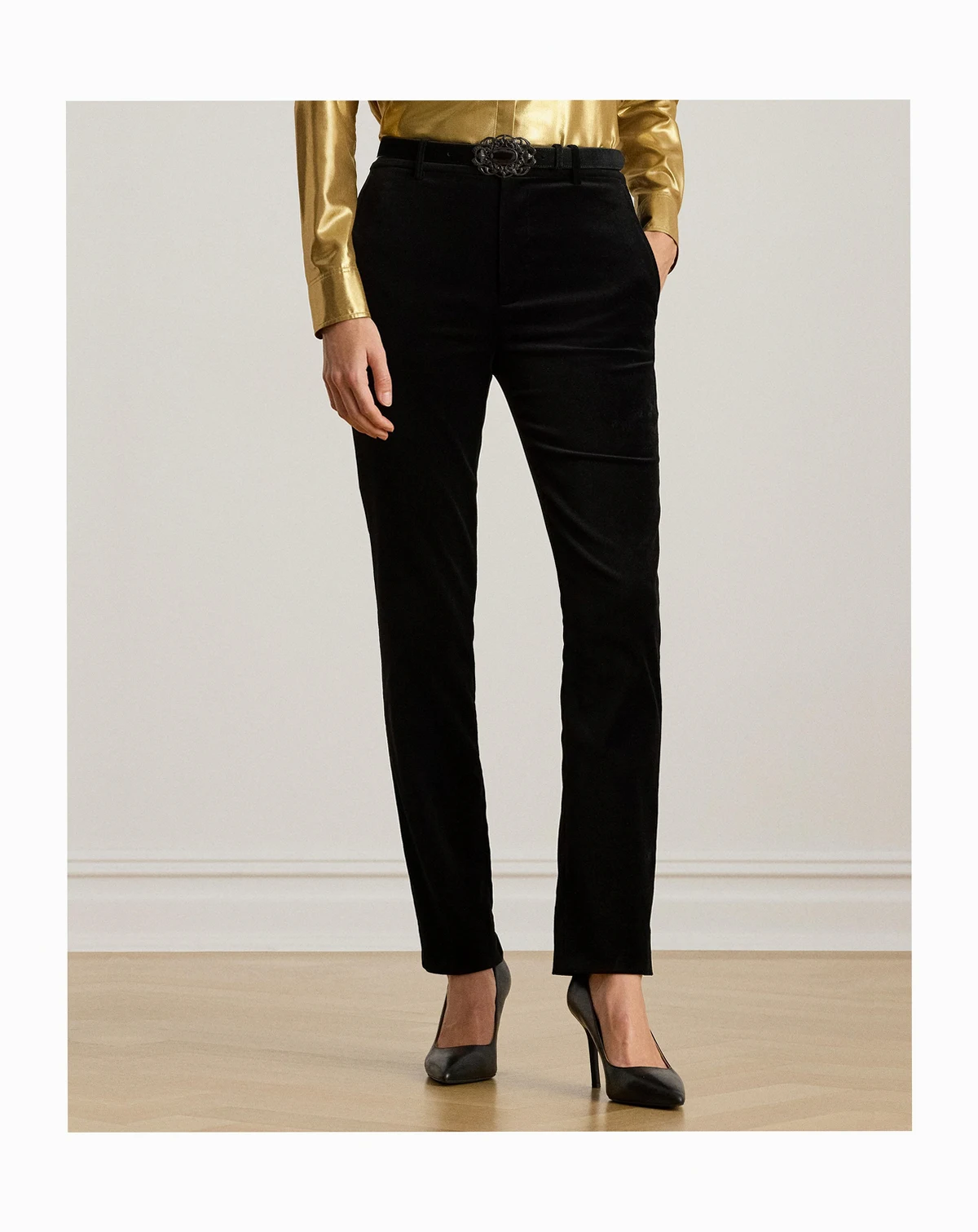 Women's Slim Fit Velvet Ankle Pants