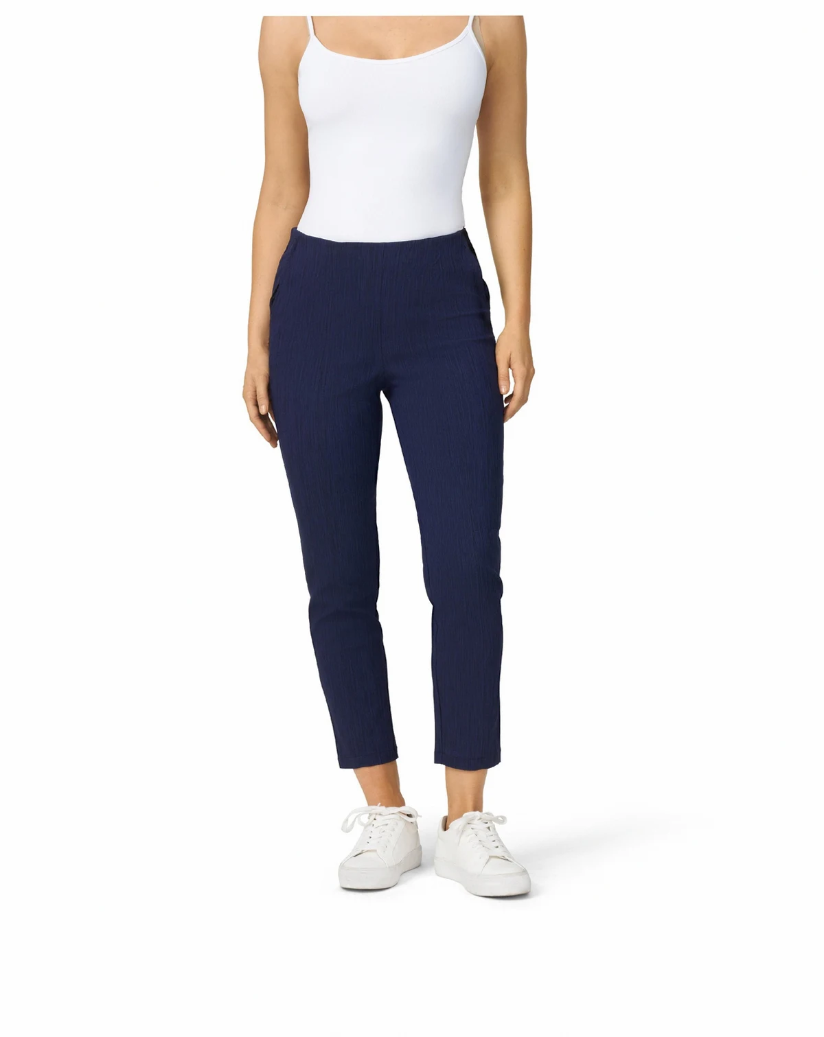 Women's Stripe Slim Fit Pull On Cropped Pant