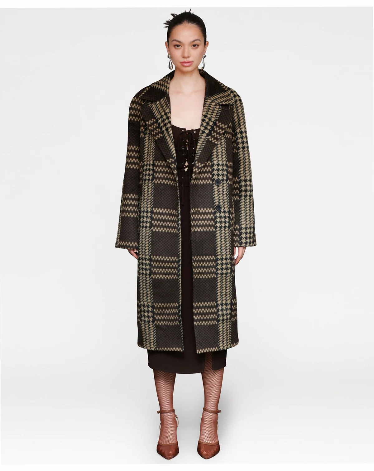 Women's Single-Breasted Plaid Coat