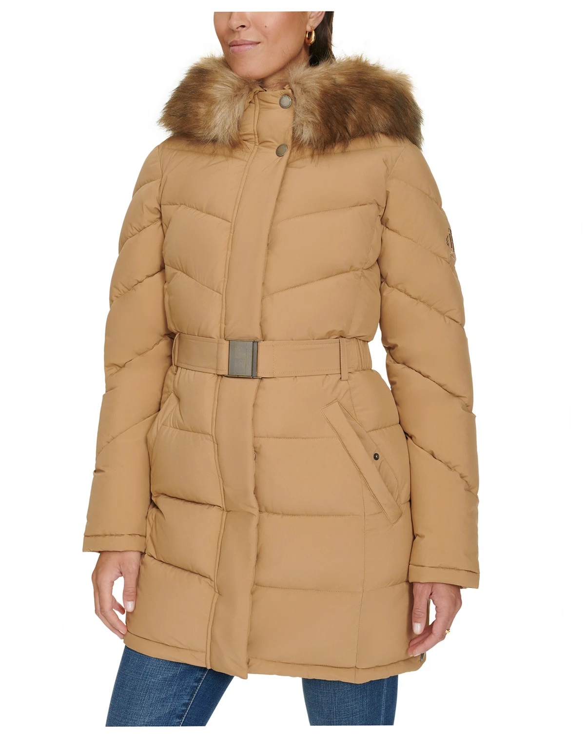 Women's Faux-Fur-Trim Hooded Puffer Coat, Created for Macy's