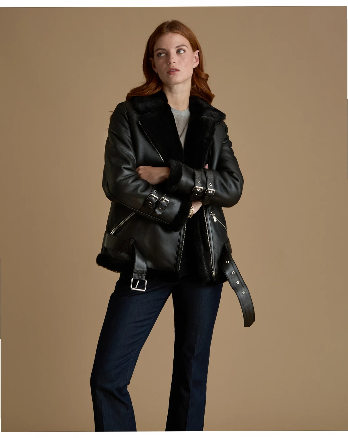 Women's Shearling Aviator Jacket