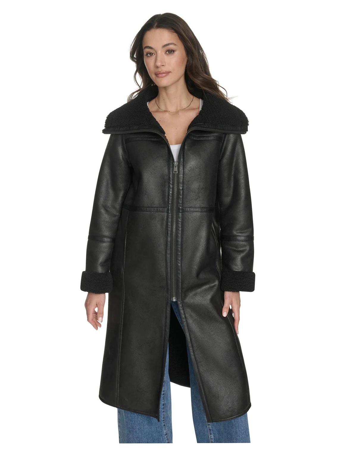 Women's FX Shearling Funnel Coat