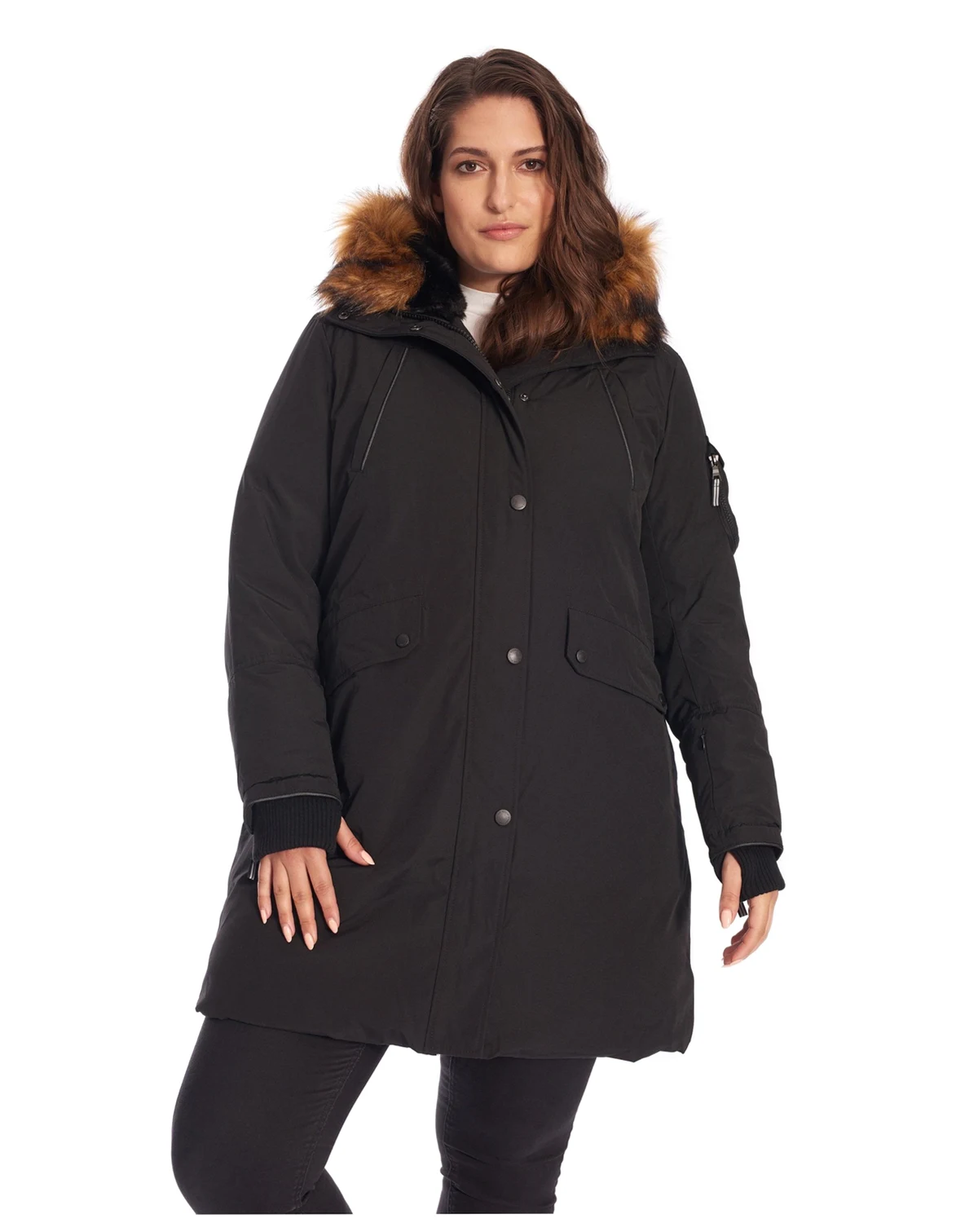 Plus Size Laurentian Long Parka Winter With Faux Fur Hood