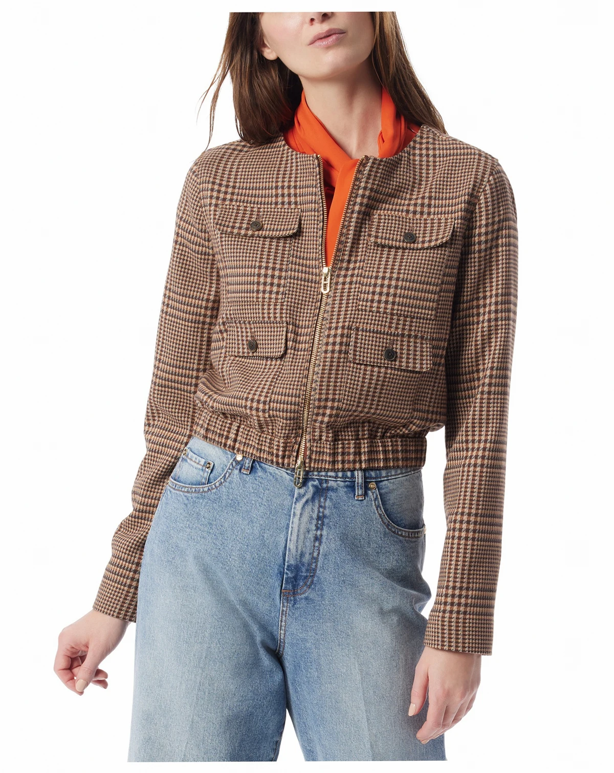 DO by Women's Lena Plaid Collarless Jacket