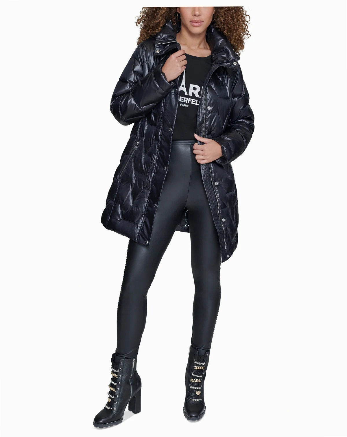 Women's Tie-Waist Hooded Puffer Coat
