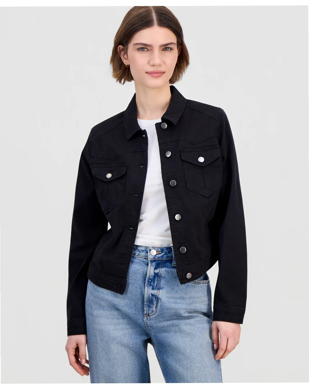 Juniors' Black Denim Jacket