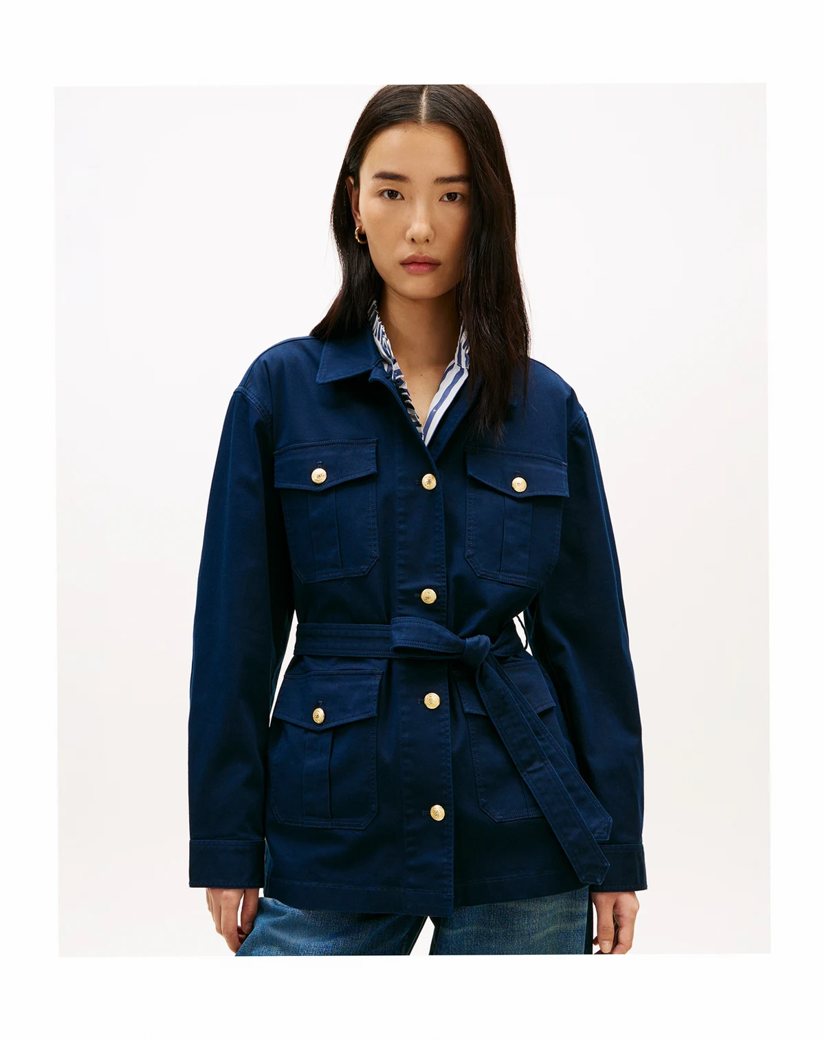 Women's Collared Front-Button Field Jacket
