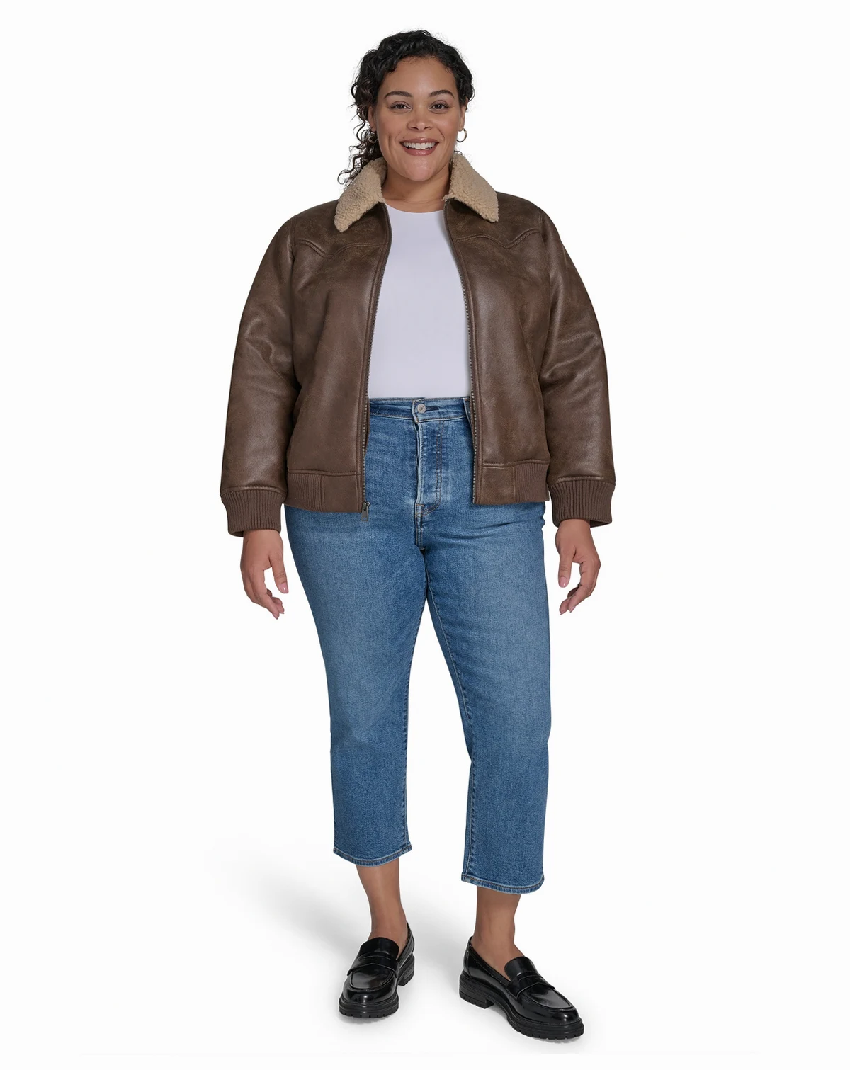 Plus Size Long Sleeves Western Bomber Jacket