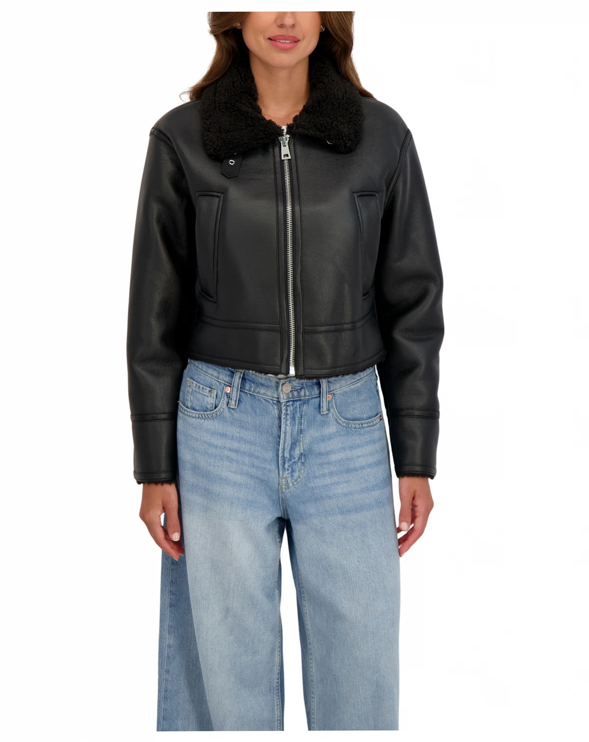 Women's Cropped Faux Shearling Jacket