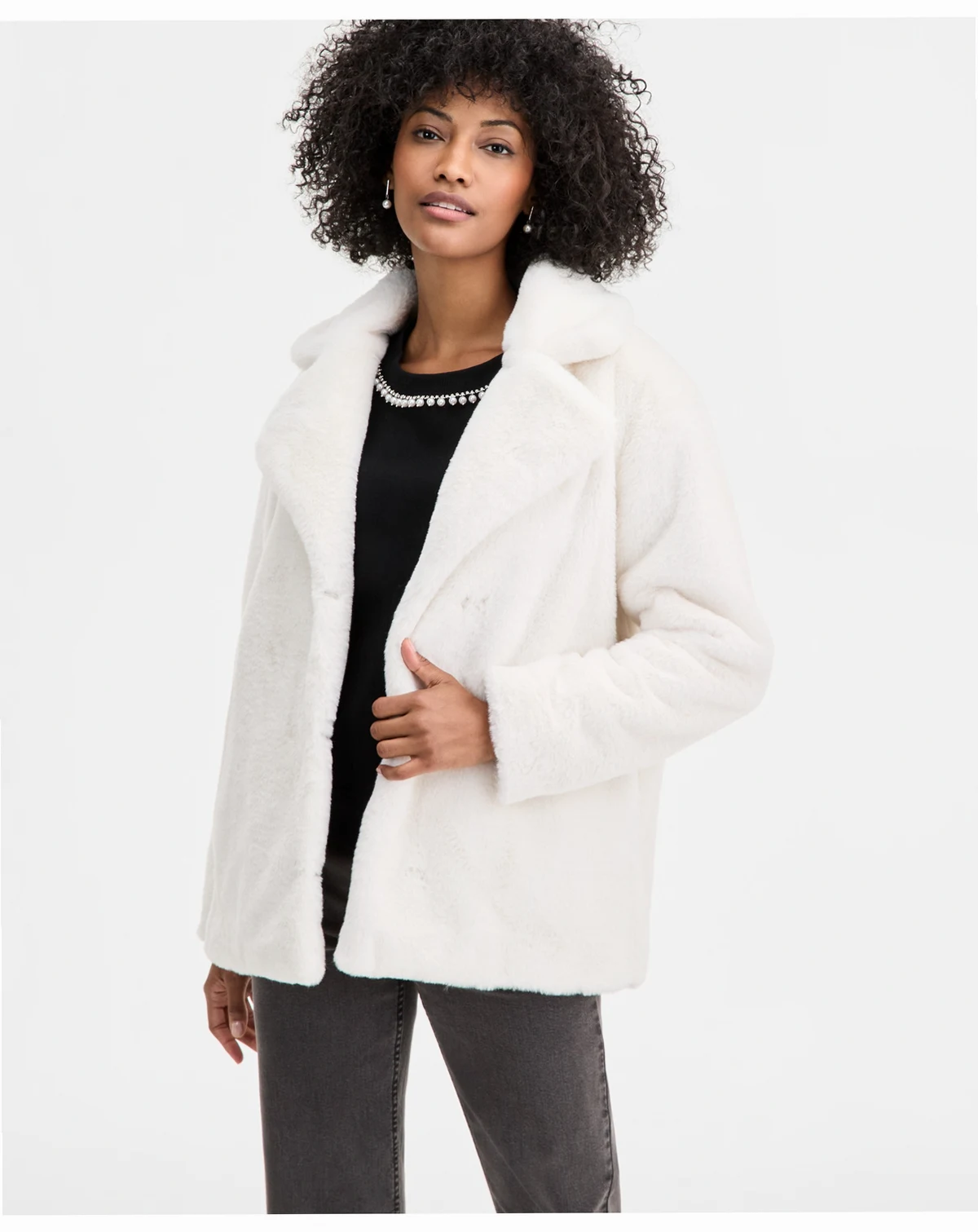 Women's Woven Sketchy Leopard-Print Faux-Fur Coat, Macy's Exclusive