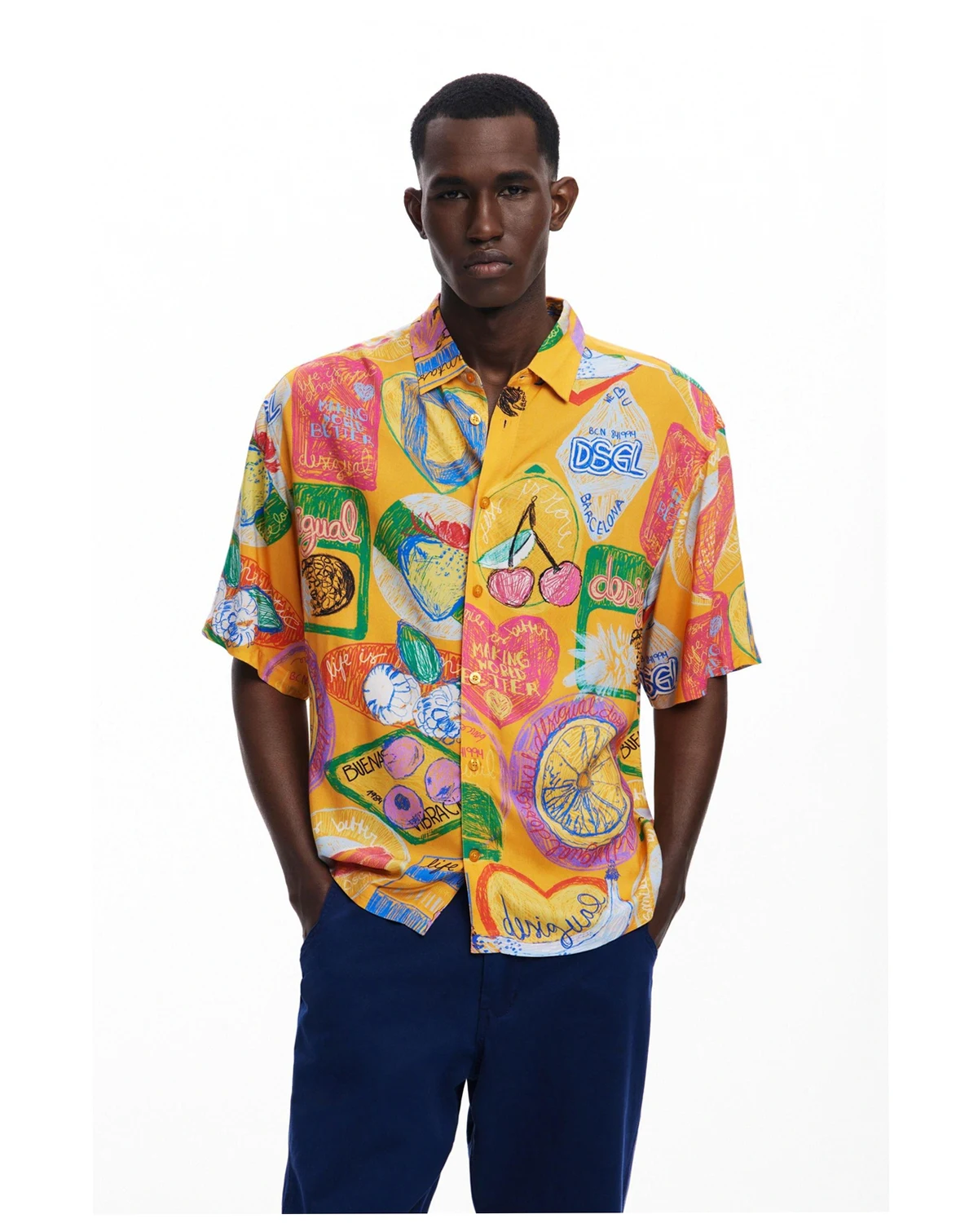 Men's Short-sleeve shirt with fruits