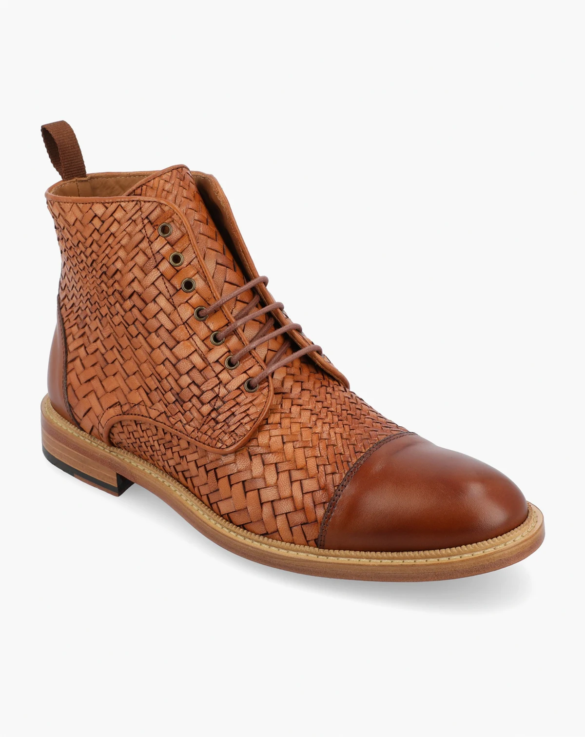 Men's Rome Woven Handcrafted Full-grain Leather Dress Lace-up Boot
