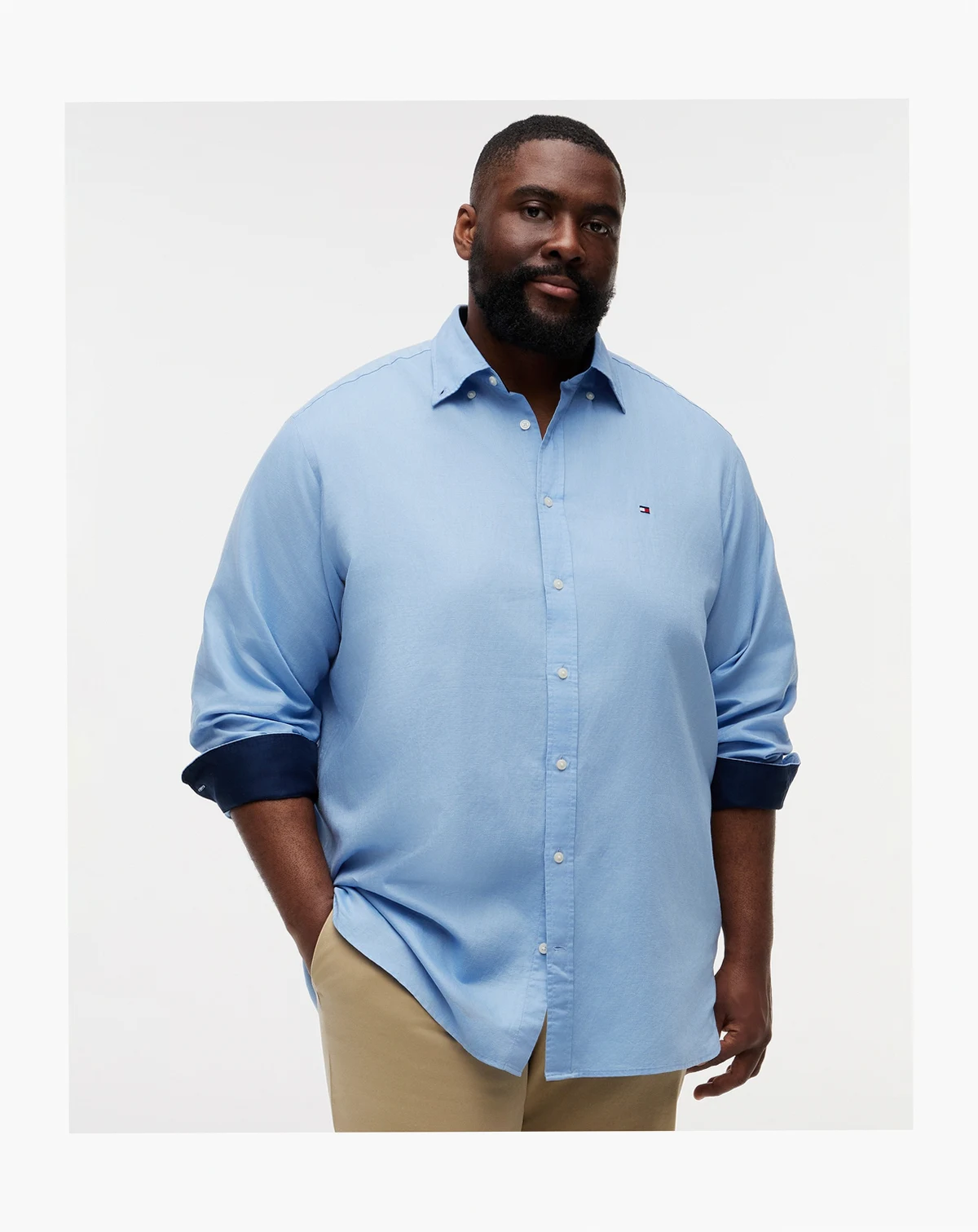Men's Big & Tall 100% Linen Button-Down Shirt