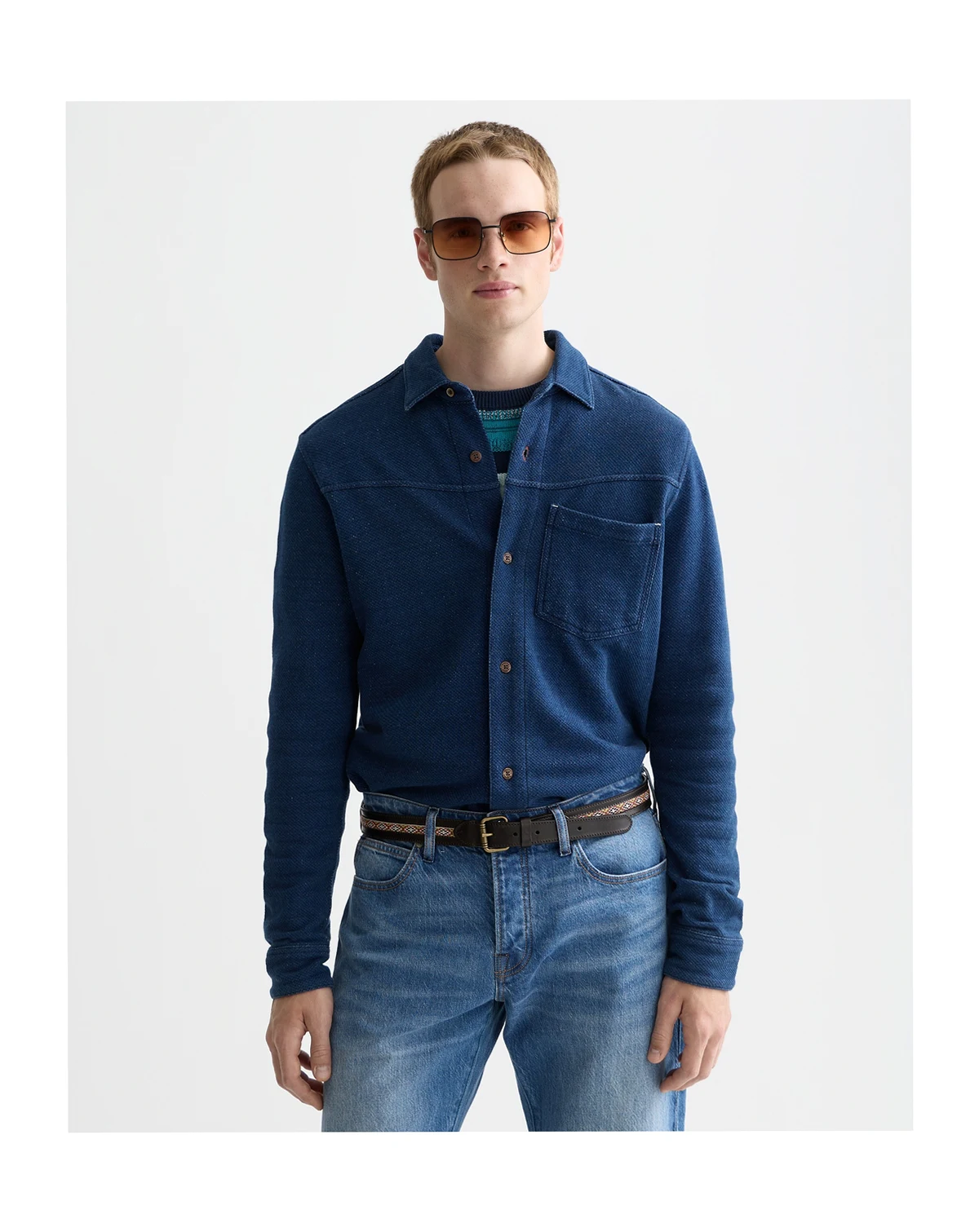 Men's Washed Textured Long-Sleeve Shirt