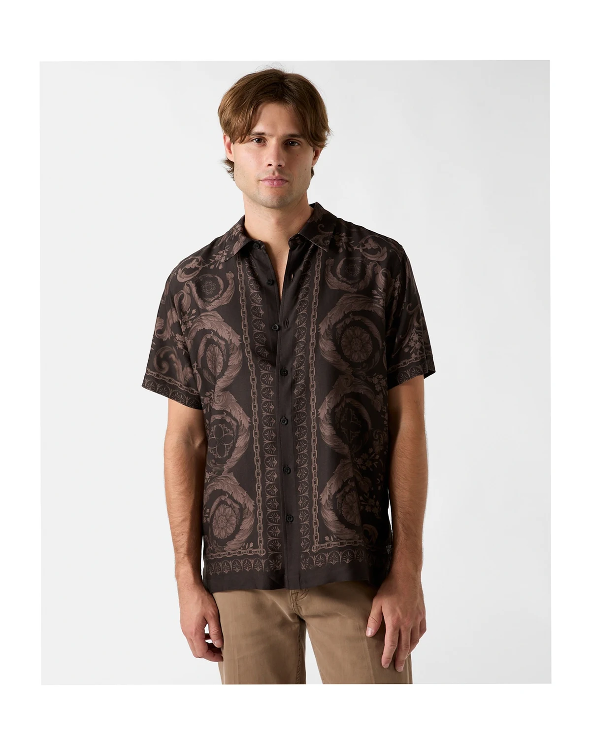 Men's Baroque Printed Pointed Collar Shirt
