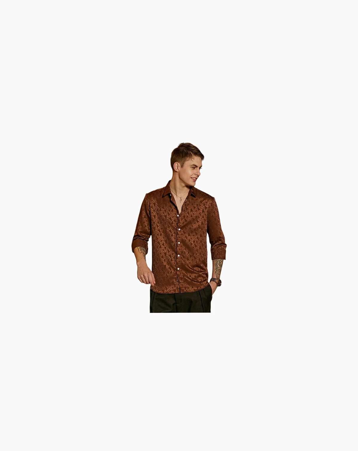 Men's Chocolate Brown Mozaic-Tactile Shirt