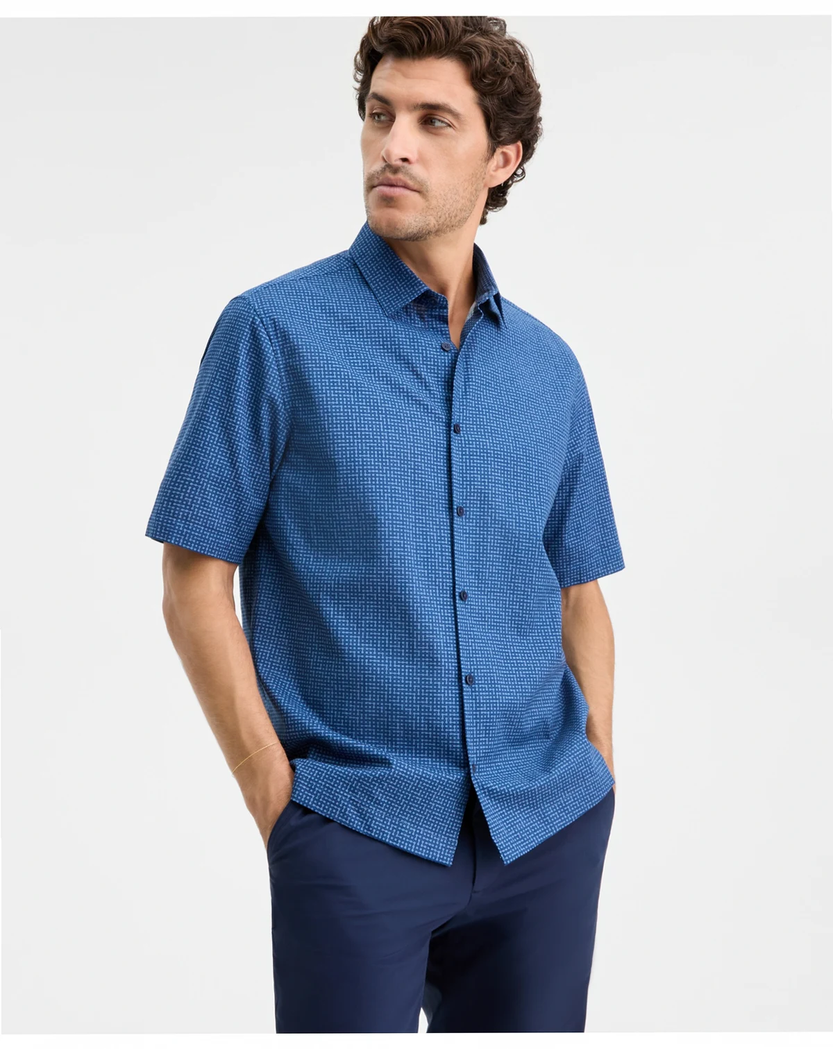 Men's Dot Maze Printed Short-Sleeve Button Shirt, Macy's Exclusive