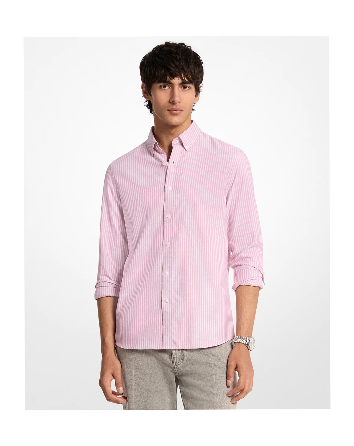 Men's Classic Oxford Strip Button-Up Shirt
