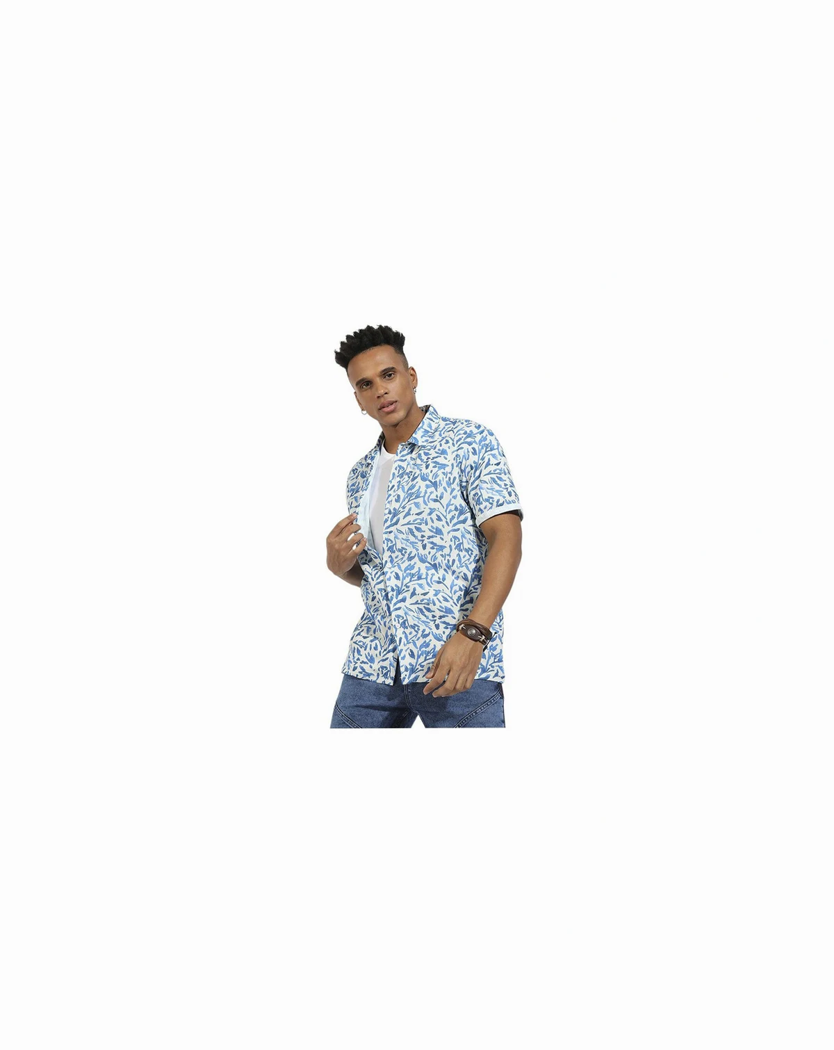 Men's Blue Foliage Strokes Shirt