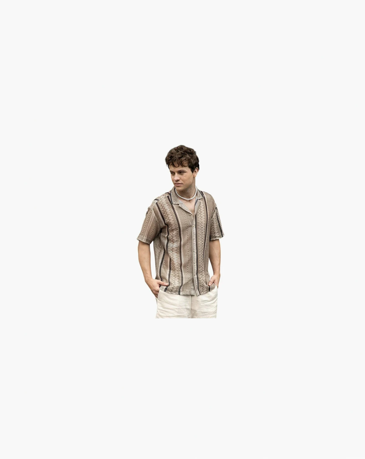 Men's Striped Knit Oversized Shirt