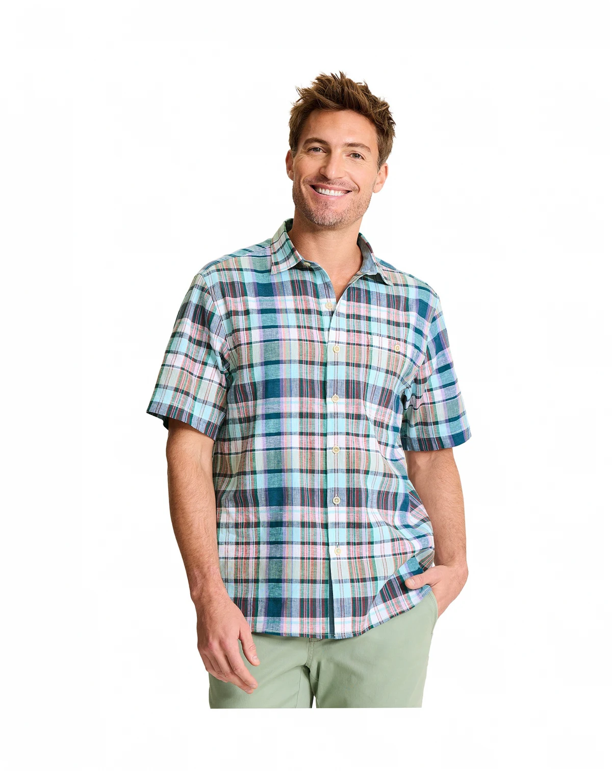 Men's Barbados Breeze Tavira Check Linen Regular-Fit Shirt