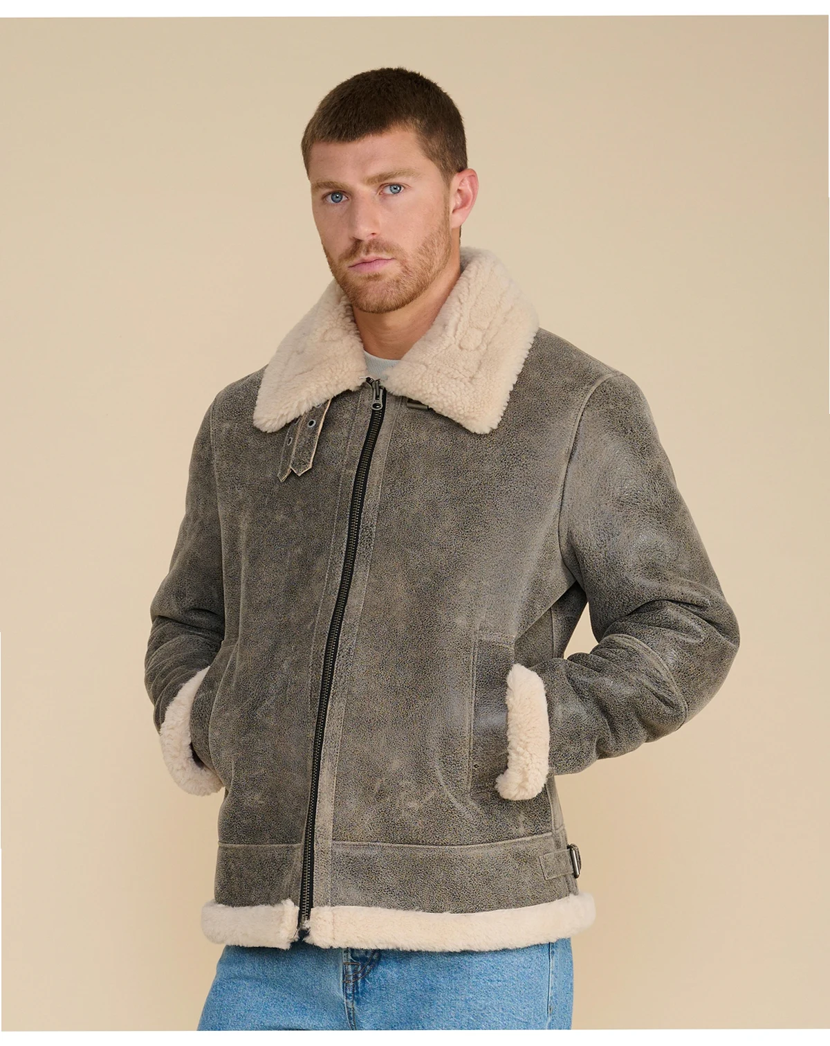 Men's Aviator Jacket, Grey.