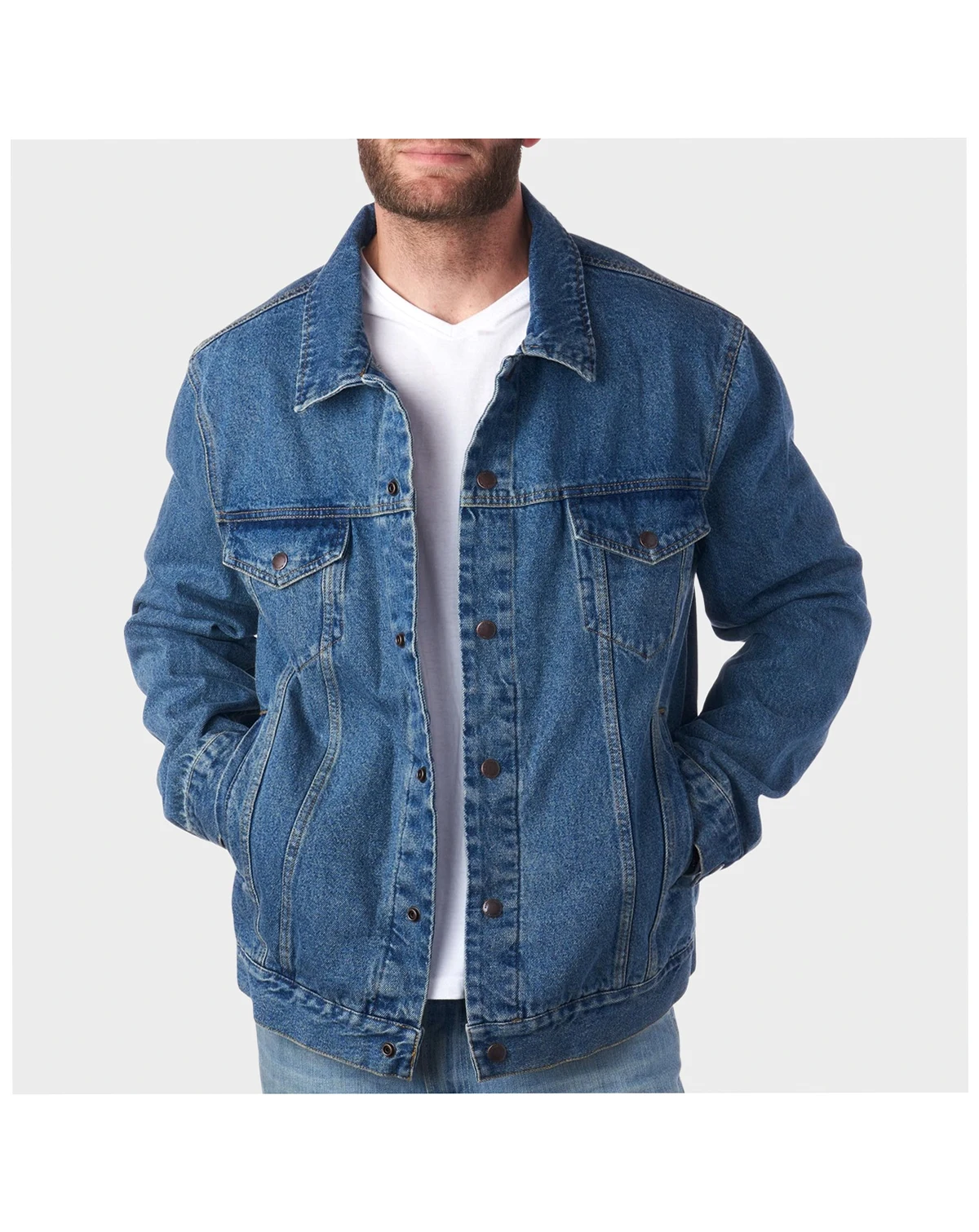 Derek Mens Classic Denim Jacket Casual Button Up Jean Trucker Coat