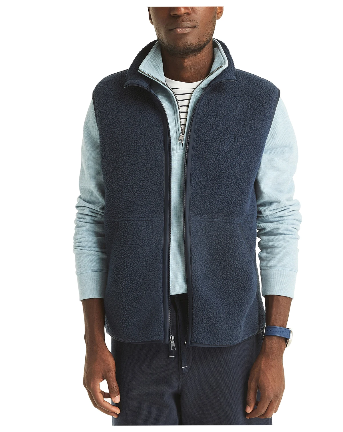Men's Mixed Media Faux Shearling Vest