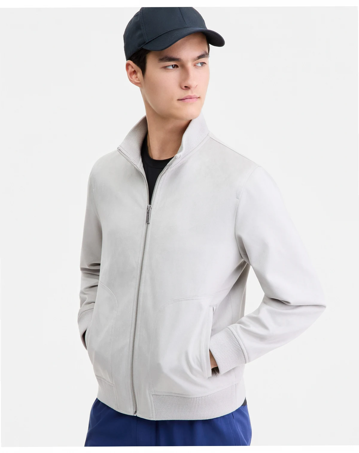 Men's Faux-Suede Bomber Jacket, Macy's Exclusive