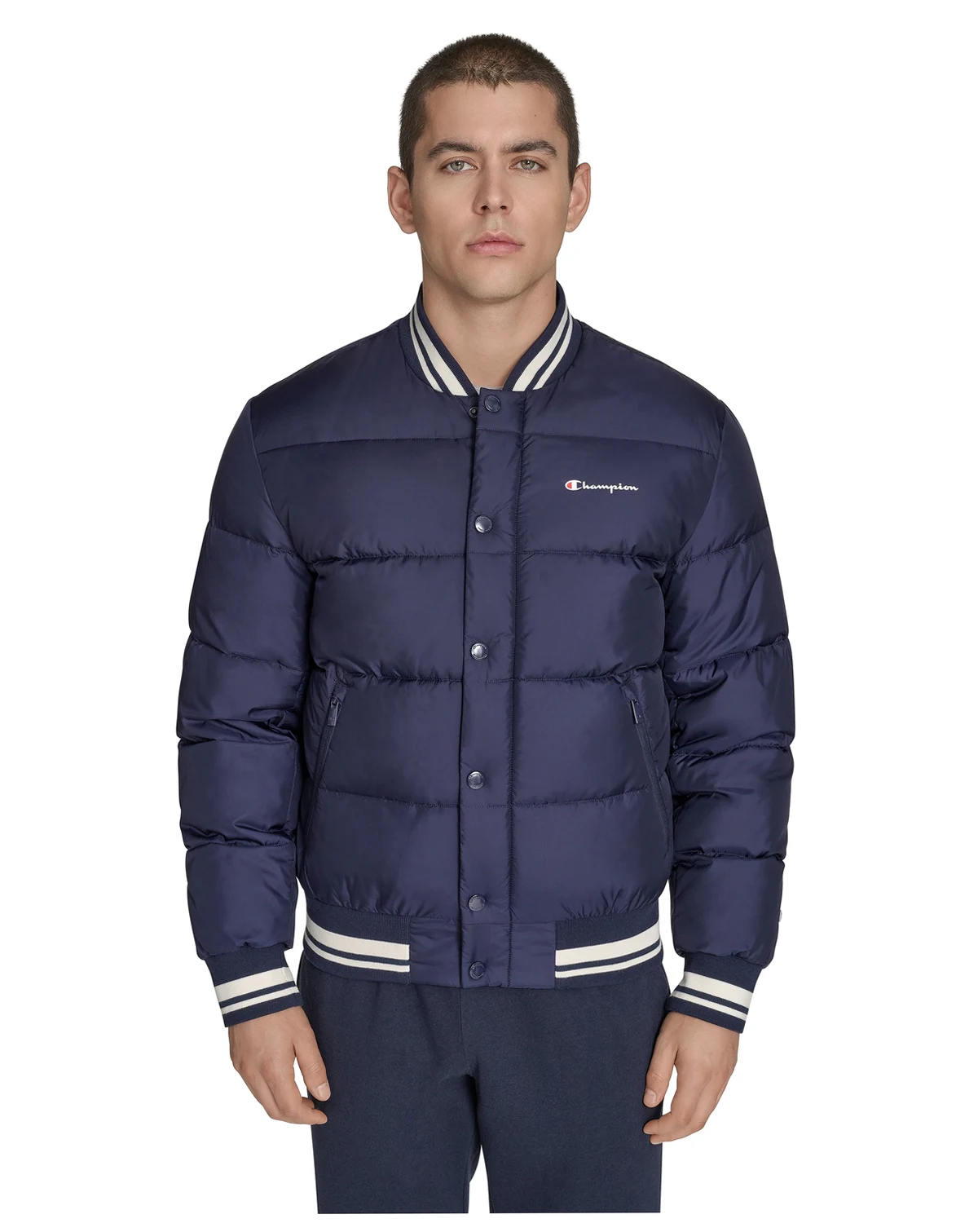 Men's Quilted Varsity Puffer Jacket