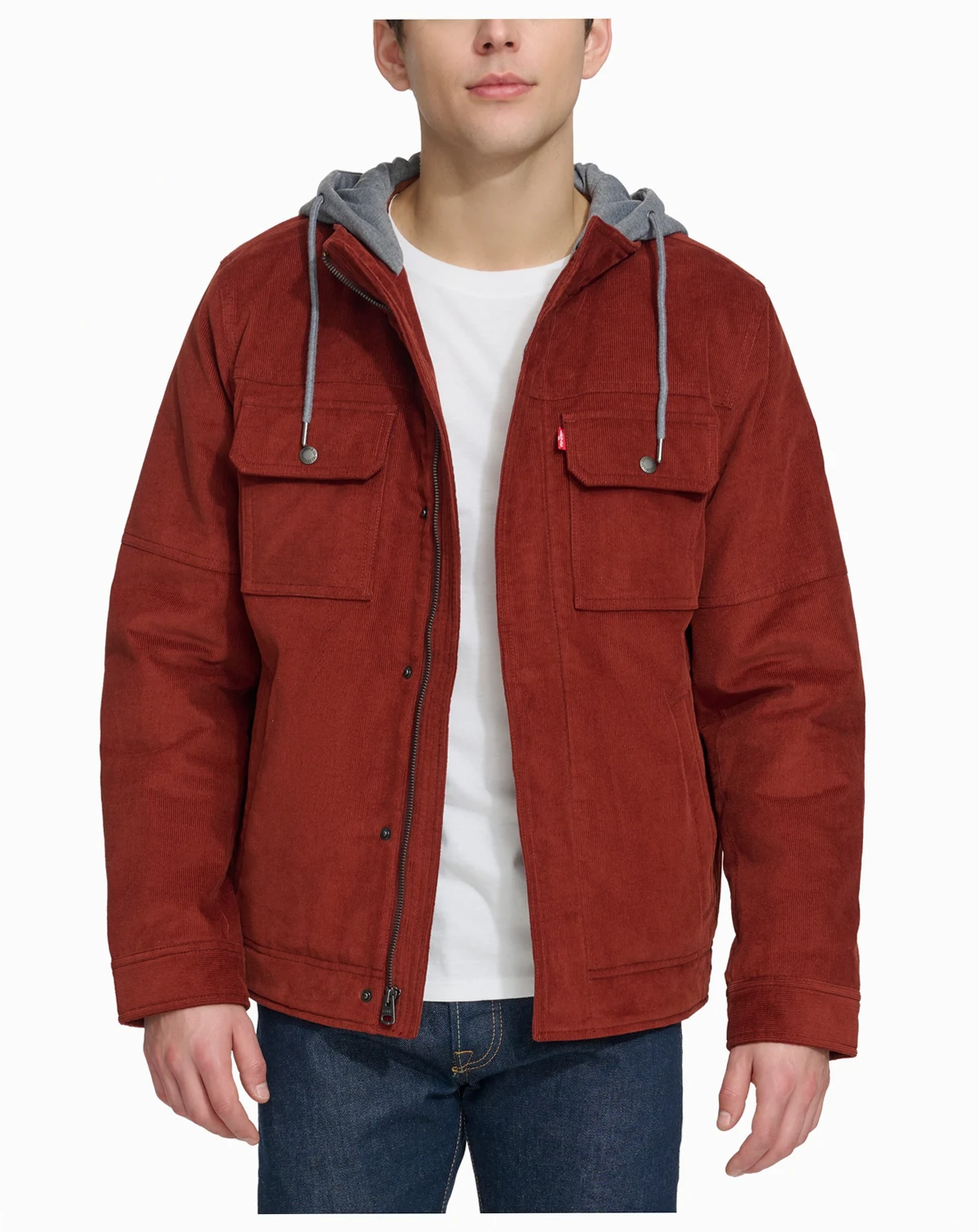 Men's Hooded Corduroy Zip Jacket