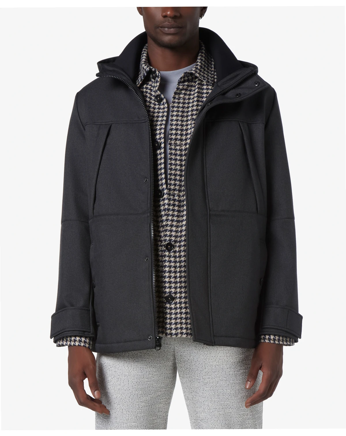 Men's Tompkins Micro-Houndstooth Fleece-Lined Soft Shell Hooded Parka