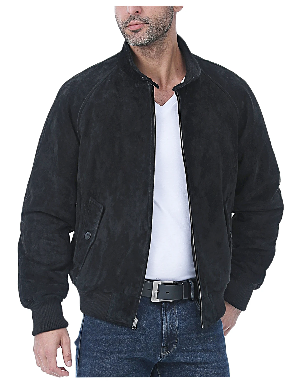 Men WWII Suede Leather Bomber Jacket - Tall